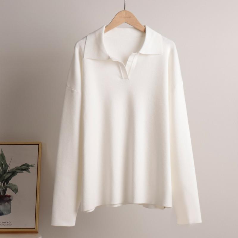 Women S Knit Sweater And Wide Leg Pants Set Polo Neck Long Sleeve