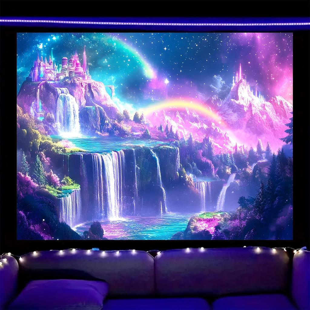Nuxovilar UV Reactive Tapestry Skeleton Halloween Dinner Scene BlackLight Tapestries Cool UV Black Light Spooky Party Tapestry L