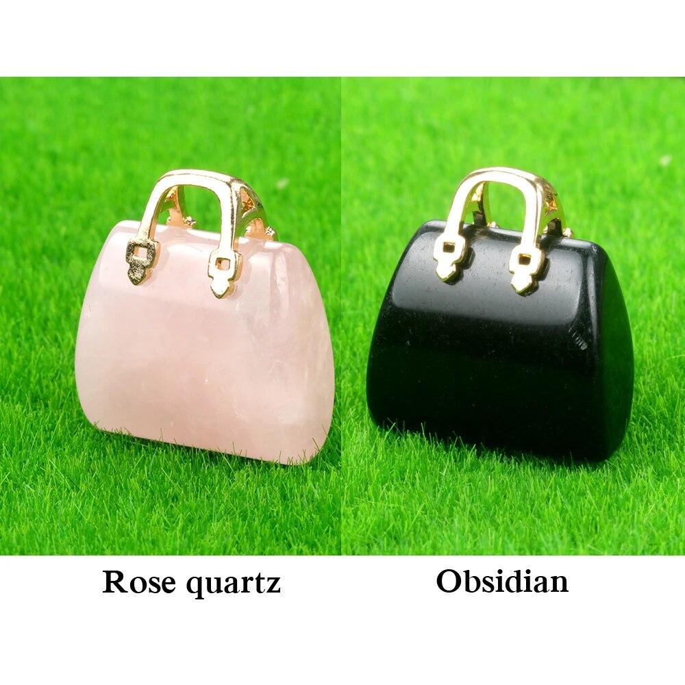 

2 шт./компл. подвеска в форме сумки из натурального камня, тигровый глаз, кварц, опал, подвески для самостоятельного изготовления ювелирных изделий, ожерелья, серег, аксессуаров