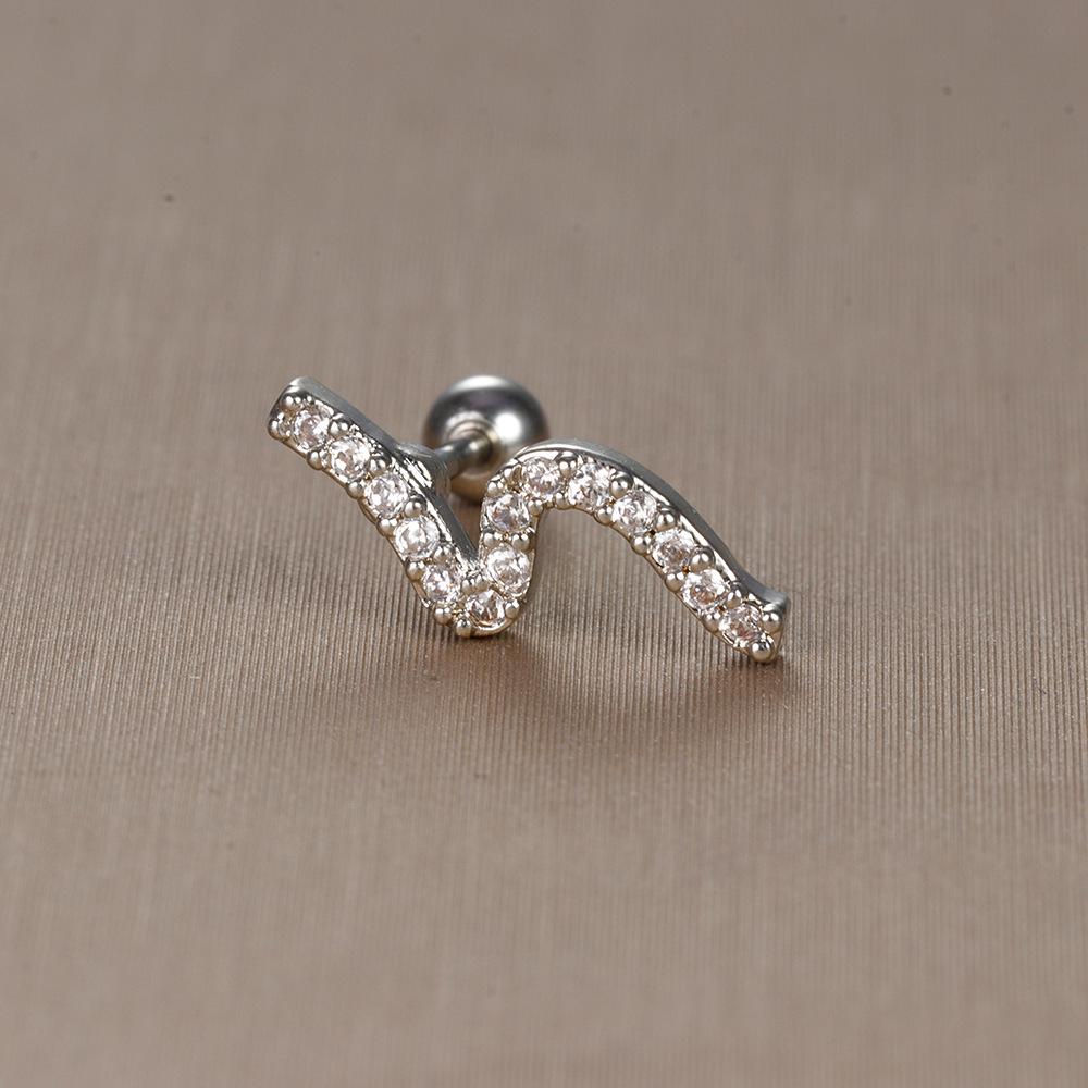 Gold Stainless Steel Earrings with Zircon Studs - Creative and Elegant Design