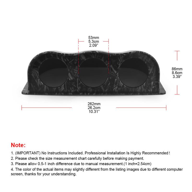 Car 3 Holes Dash Board Gauge Pod Plastics Holder  for 2 inch/52mm Gauges Black Carbon Fiber Style Mount Holder BX101803-FP