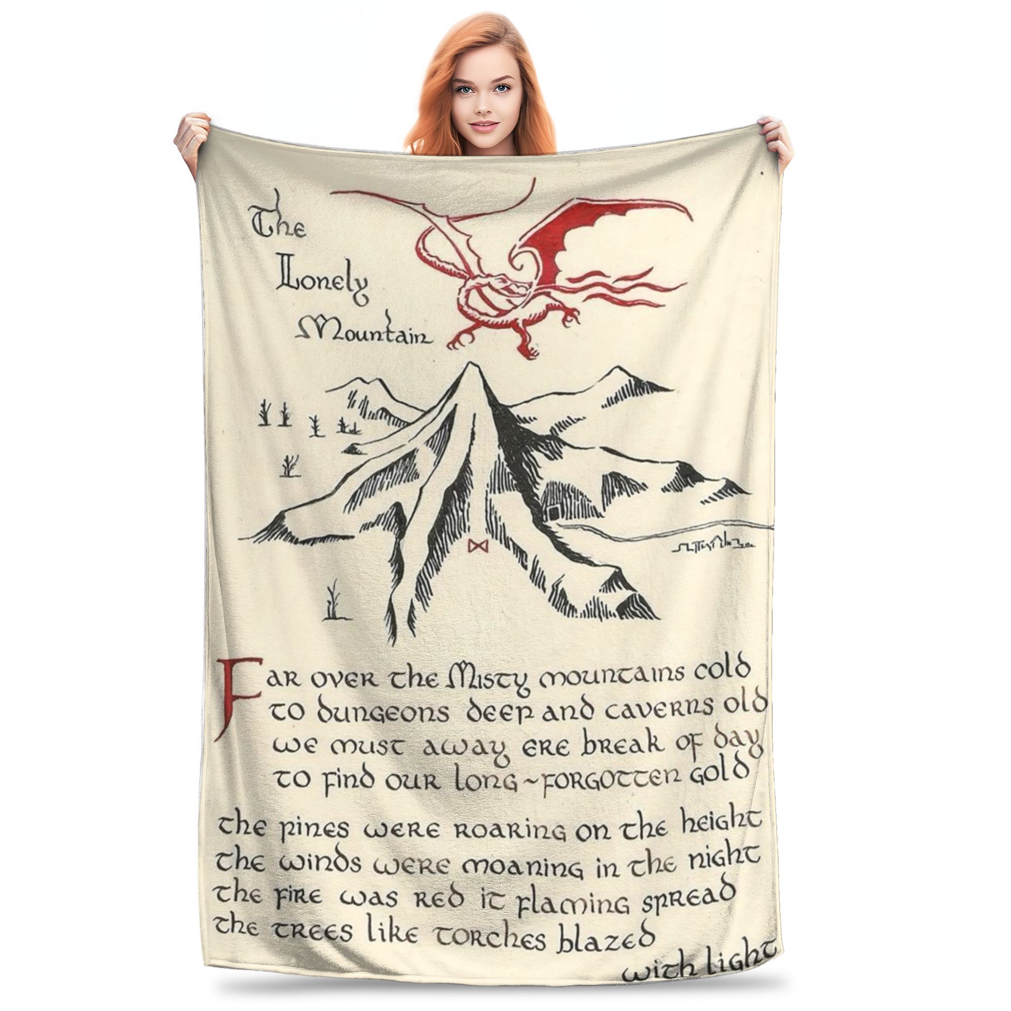 

Flannel Throw Blanket L-Lords Of The R-Rings Middle Earth Map Warm Plush Blankets Soft Bedspread for Bed Living Home Picnic Sofa 80x120cm