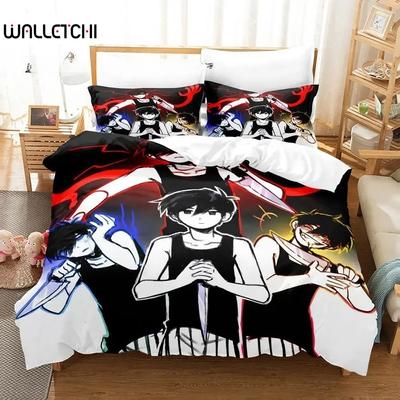 Kawaii Omori Ložní souprava Jednolůžko Dvojlůžko Plná Queen King Size Postel Aldult Dítě Ložnice Povlak na přikrývku 3D Tisk Anime Prostěradlo