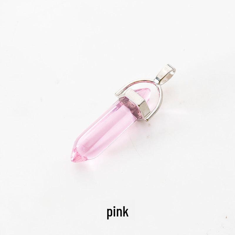 Hexagonal Column Diamond Bullet Pendant Necklace