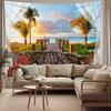 Beach Window Tapestry Wall Hanging Beachy Coastal Ocean Nature Tropical Landscape Scenic Tapestries For Bedroom Living Room Wall