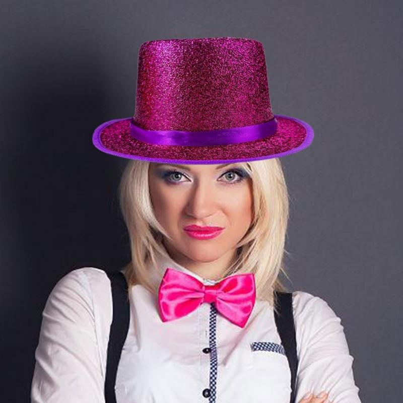 Bright Color Magicians Hat for Women Men with Belt Tall Hat Adult Theme Party Costume Hat Stage Performers Hat