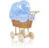 Sweet Baby Doll Pram Wicker High With Bedding