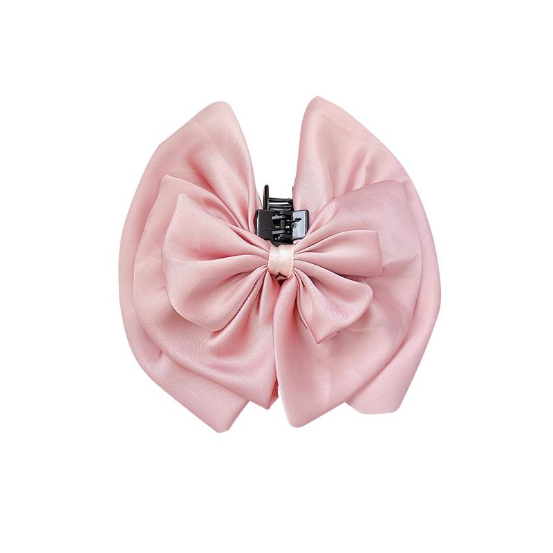 Satin Bow Bud Grab Clip Femininity Back Head Coil Clip Headgear Hairpin