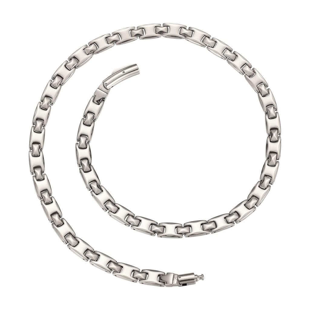 [HyyMe] 34-Piece Germanium Necklace (99.999% Pure Titanium), Popular Anti-Static, Sublime Mineral, Hematite, Stylish, Sports, Men's & Women's (Silver)