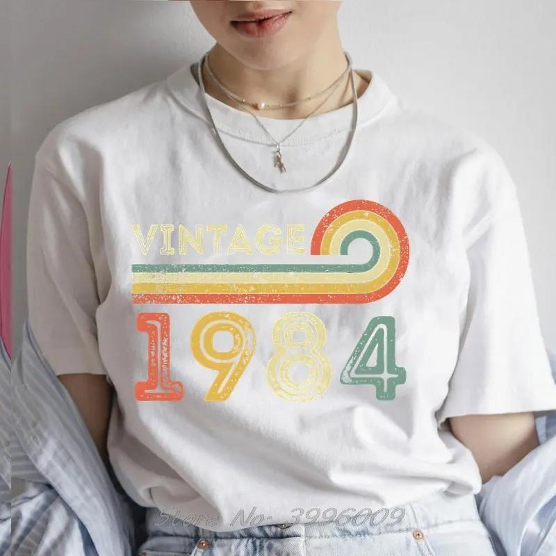 Vintage 1984 Birthday Born In 1984 Classic T-Shirt Summer Women Tops Tees Oversized Tshirt Unisex Cotton Casual T Shirt