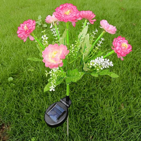 1 Pair Outdoor Solar Lights LED Flower Lamps Automatic On/Off IP44 Waterproof Easy to Install Wireless Garden Solar Lights