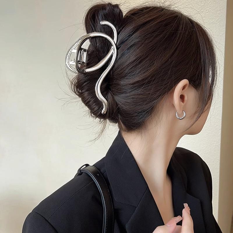 Metal Large Silver Luxury Solid Colors Hair Claws Grab Butterfly Elegant Vintage Headband Hair Clips for Women