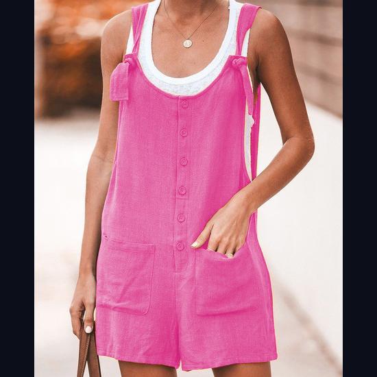 Casual Summer Solid Loose Strap Jumpsuit for Women Femme Jumpsuit Shorts