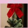 Flannel Bow Red Tree Topper With Embellished Star For Celebration Christmas