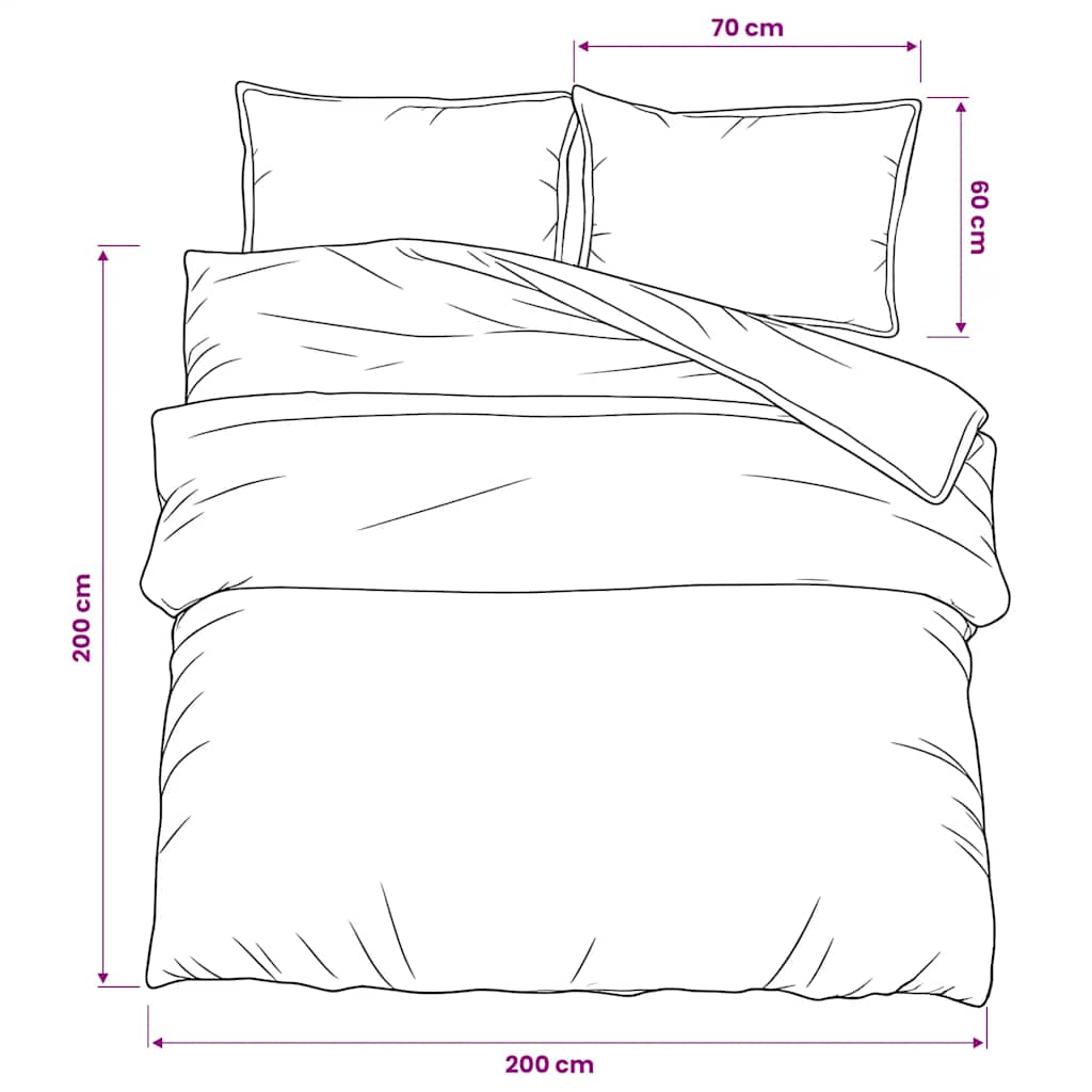 Black Bed Linen Set 200x200 cm Cotton