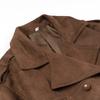 Womens Winter Faux Suede Collar Double-Breasted Belted Trench Coat Long Loose Streetwear Outerwear