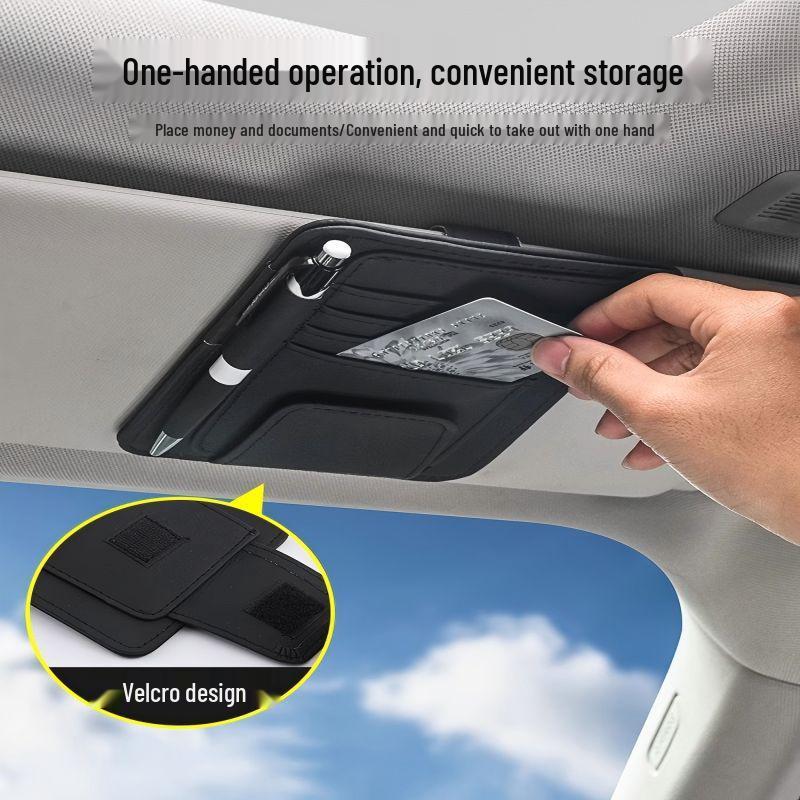 Multi-function Car Visor Organizer with Glasses Clip & Document Storage