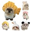 Cute Animal Cat Hat Cats Fuzzy Bunny Pig Panda Design Hat Fun White Goose Hat Adjustable Headwear for Kittens Festive Party Costume Accessory