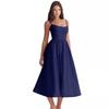 Vestido de Verão Solto com Suspensório Moda Novo Elegante Feminino Sem Mangas Decotado Linha A Vestidos de Festa Simples Cor Sólida Roupas Femininas