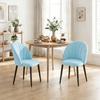 Set of 2 Padded Dining Chairs with Shell Backrest in Velvet, 52x55x79 cm, Light Blue