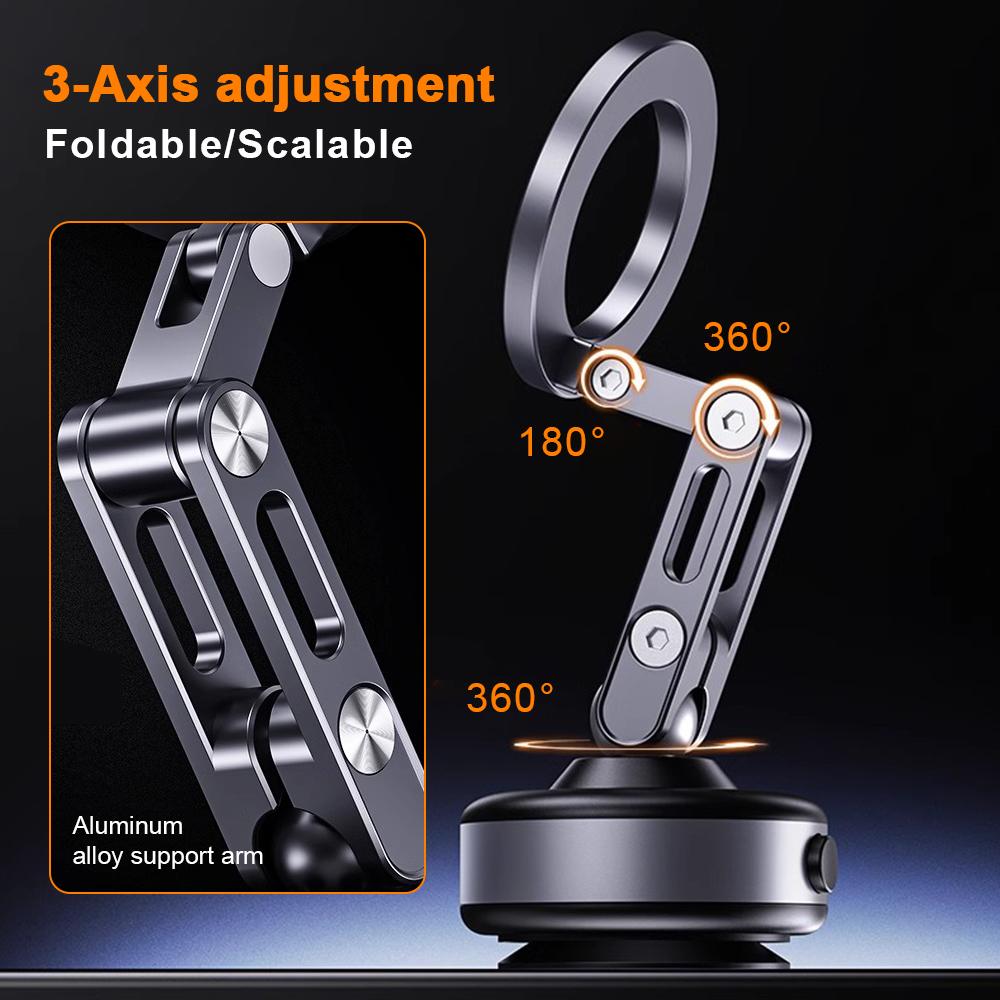 Strong Magnetic Foldable Car Phone Holder 360° Rotation Electric Vacuum Adsorption iPhone Samsung Universal Dashboard Bracket