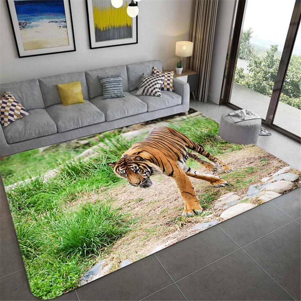 Animal Tiger Living Room Carpet Home Entrance Welcome Door Mat Children's Crawling Playing Soft Pad Bedroom Corridor Decor Rugs