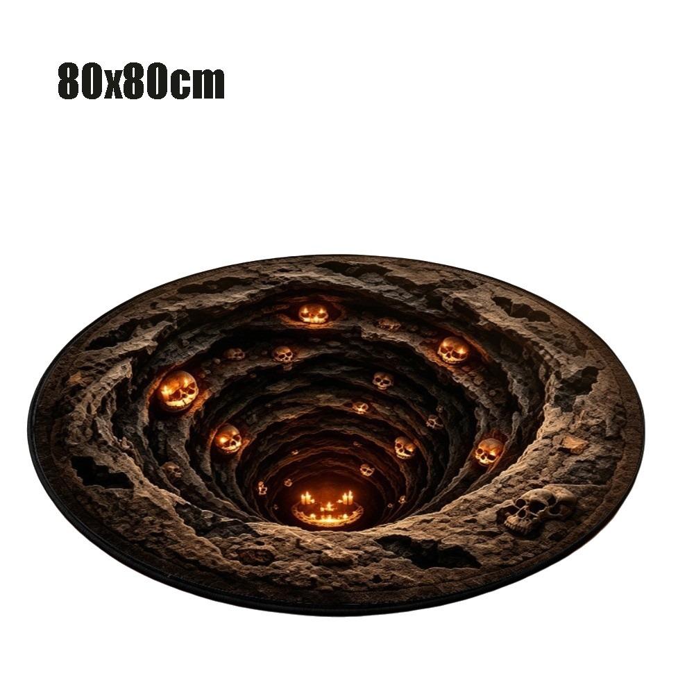 3D Special-shaped Round Carpet Crystal Velvet Optical Illusion Rug Floor Mat Living Room Decor
