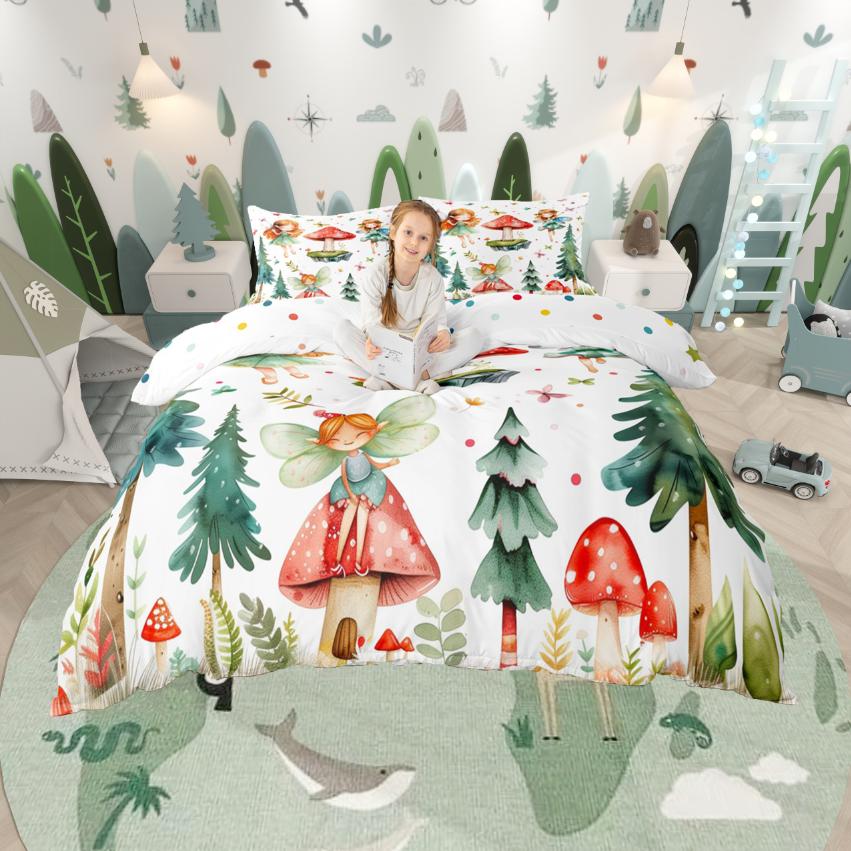 Homewish Set Copripiumino Unicorno Elfo Magico Set Copripiumino Mondo Fiabesco Onirico Set Letto Arcobaleno Colorato Per Bambine