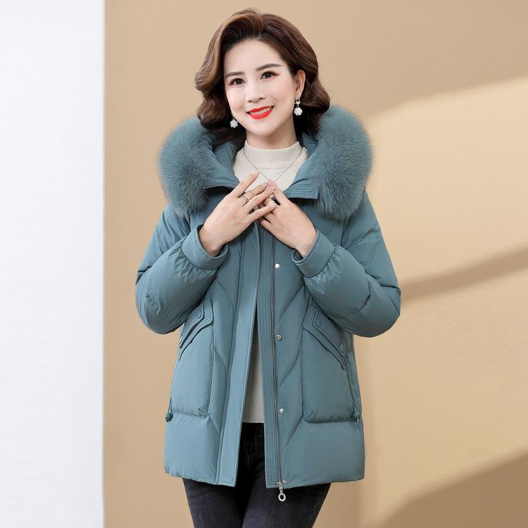 Mom's Winter Cotton Jacket for Women's Mid-length Fashion Trendy Middle-aged and Elderly People's Winter Thickened Warm Cotton Jacket New Style