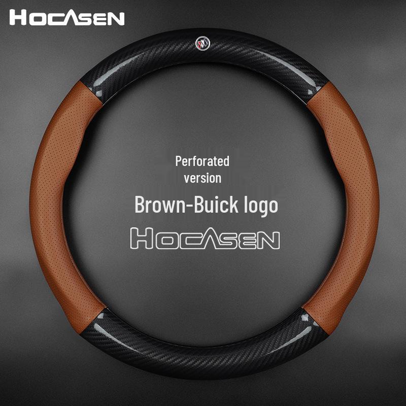 Buick Steering Wheel Cover for Envision, Regal, Excelle, Encore - Carbon Fiber Leather
