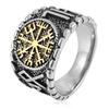 2026 Nordic Vintage Compass Ring, Odin Triangle Viking Letter Men's Ring