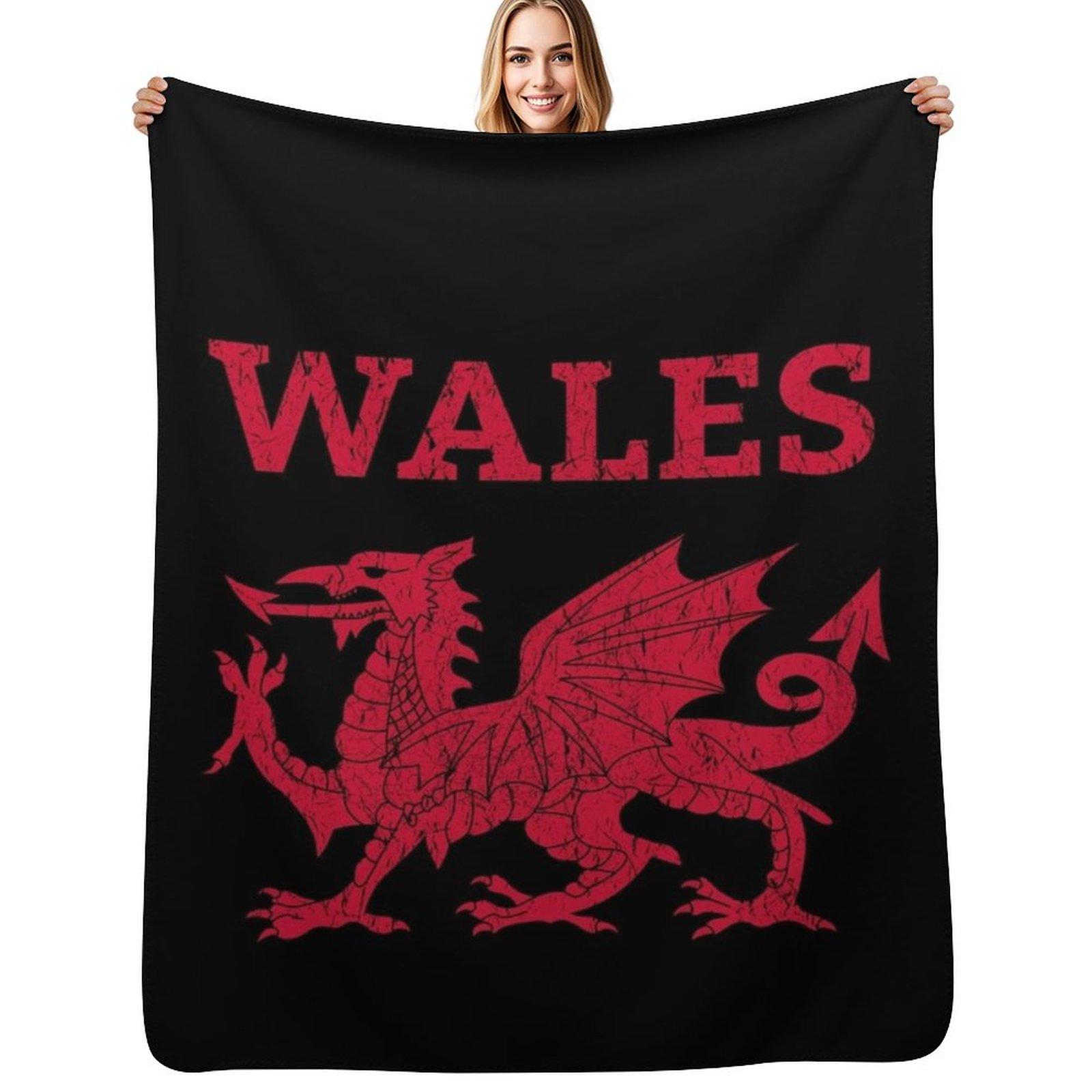 Wales Red Dragon Throw Blanket Outdoor Soft Blanket for Picnic Beach Camping Size: 75*100cm, Weight: 230 GSM