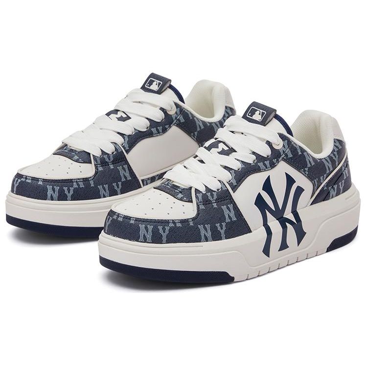 MLB Chunky Liner 24SS Retro Floral Trendy Thick Sole Comfortable Slip-Resistant Low-Top Skate Shoes Unisex Sneaker Navy-Blue 3ASXCLD4N-50NYS