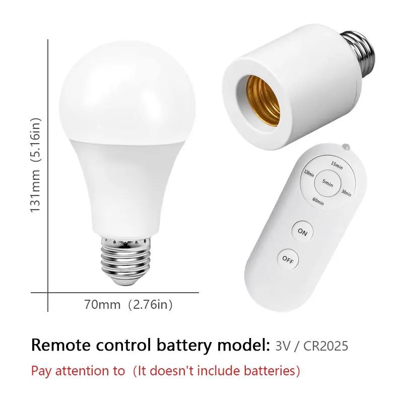 E27 Screw Remote Control Lamp Head Intelligent Timer AC85-265V Bulb Holder 5-speed Timer Switch LED Lamp Holder Environment