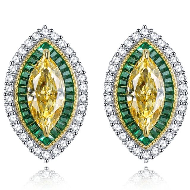 

18-каратное белое золото 6 * 13 мм сапфировые драгоценные камни серьги-гвоздики для женщин подарок на помолвку ювелирные изделия из стерлингового серебра 925 пробы