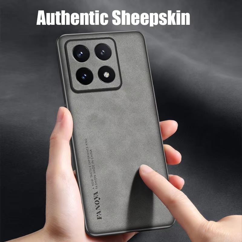 Mi14t 14tpro Sheepskin Leather Case For Xiaomi Mi 14t Pro 5g Business Retro Protect Back Cover On 14 T Xiaomi14t Shell