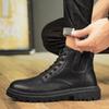 High-quality Leather High-top Shoes 2024 Autumn New Men Casual Shoes Fashionable and Comfortable Outdoor Non-slip Men's Boots 44