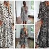 New Leopard Print Dress Bohemian Long Dress Ready Stock