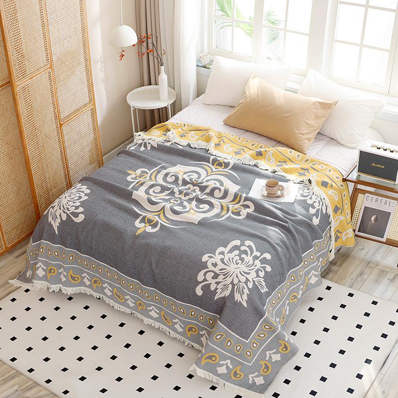 Nový čistě bavlněný střapcový gázový ručník, prostěradlo na přikrývku, dvojitá klimatizační deka, celoroční bavlněný přehoz na pohovku, sezónní deka na polední přestávku
