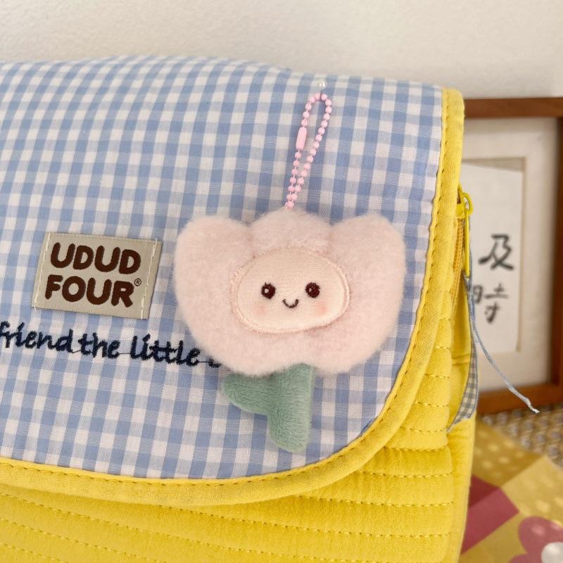Porte-clés Peluche Kawaii Dessin Animé Tulipe Douce Poupée Fleur Roulée Décoration Pendentif Sac Porte-clés Voiture Accessoires Porte-clés Cadeaux Fille