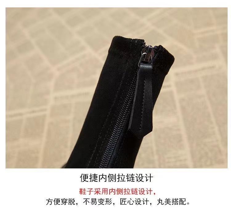 Fashion Women Ankle Boots Fashion Round Toe Ladies Cotton Short Booties Elegant Square Low Heel 2024 Winter Short Plush Women's Footwear