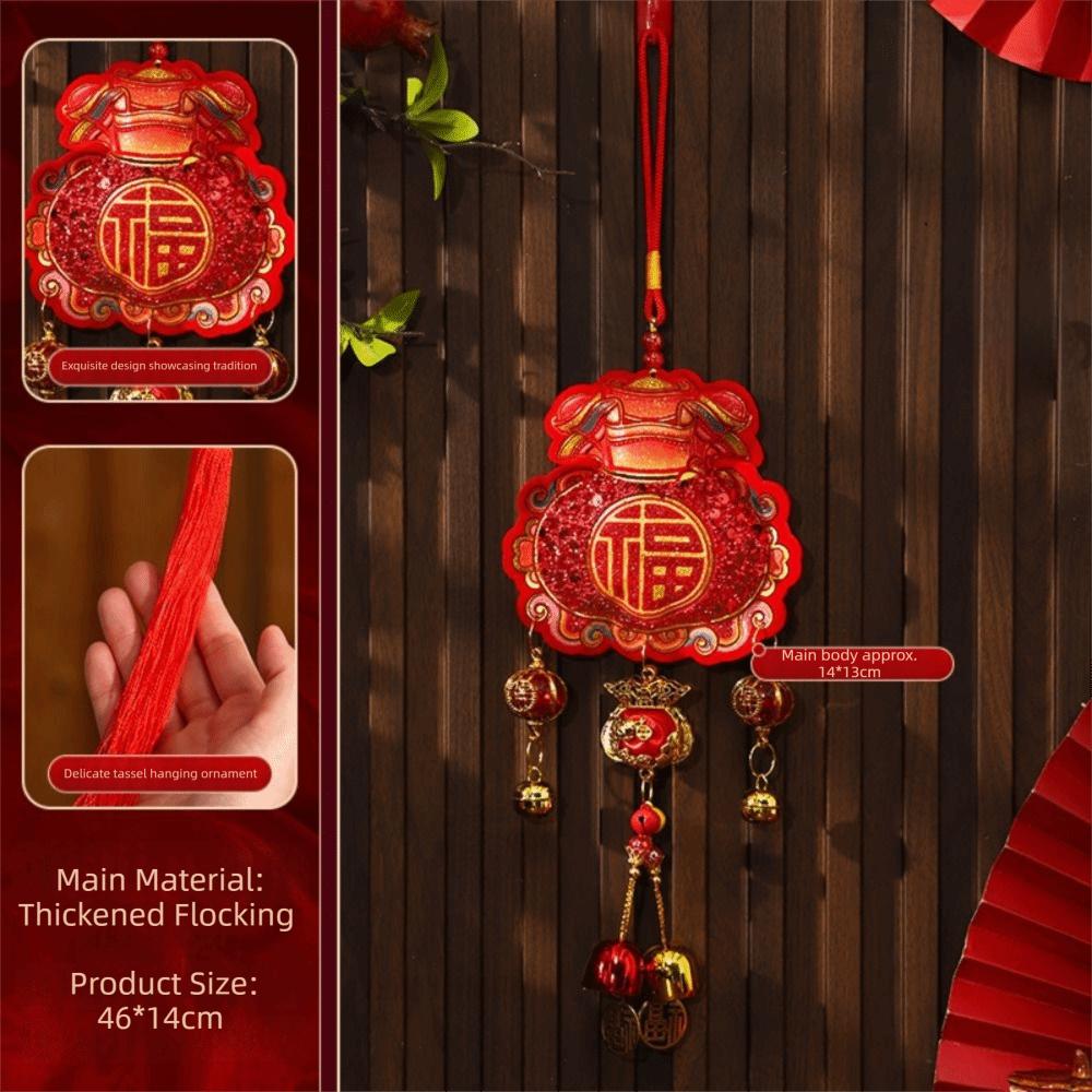 Lanyard New Year Decorative Hangings Gold Foil Embossing Bell Pendant Festive Ornaments Chinese Style With Tassel