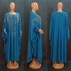 Abito Abaya in Chiffon da Donna Robusto con Strass Set 2 Pezzi Manica Lunga Sottoveste Taglia Unica Borgogna Nero Viola Verde Blu