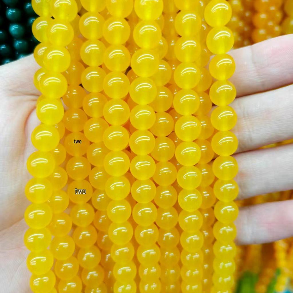 Golden Yellow Chalcedony Round Beads for DIY Jewelry - Loose Components for Accessories
