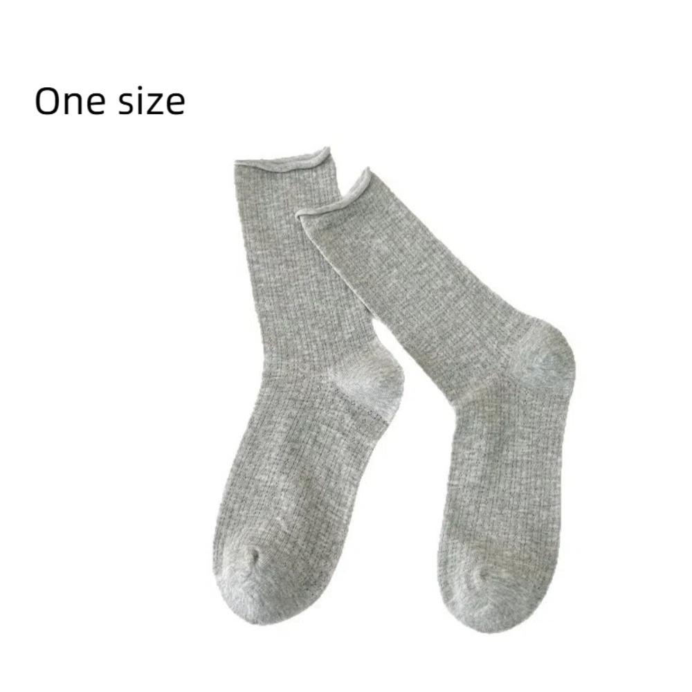Candy Color Summer Socks Hollow Out Roll Edge Socks Sweet Long Socks  Women