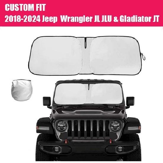 Custom For 2018-2024 Jeep Wrangler&Gladiator Front Windshield Sun Shade Cover