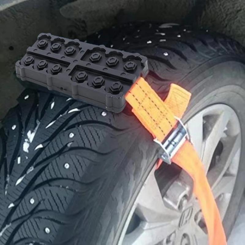 Anti-Rutsch-Reifenketten Auto Schneeketten Gurte Notfall für Schnee Sand Schlamm Eis Traktionsblöcke Rettungswerkzeug für LKW