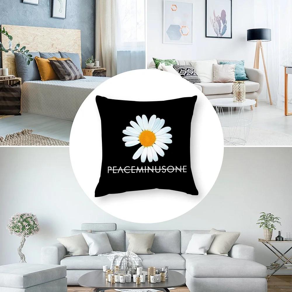 Daisy P-PEACEMINUSONE Pillow Case Plush Fabric Soft Double Sided Print Sofa Cushion Cover Throw Pillow Covers