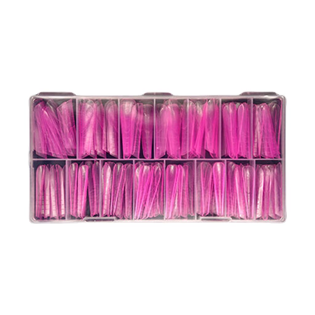 Clear Dual Form Acrylic Nail System UV Gel Nail Mold Full Cover Fasle Nail Tips with Scale 14Size Manicure Pedicure Tool