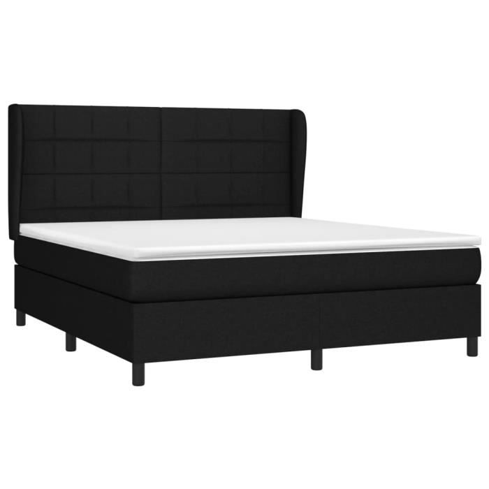 3127975 vidaXL Lit à sommier tapissier avec matelas Noir 160x200 cm Tissu